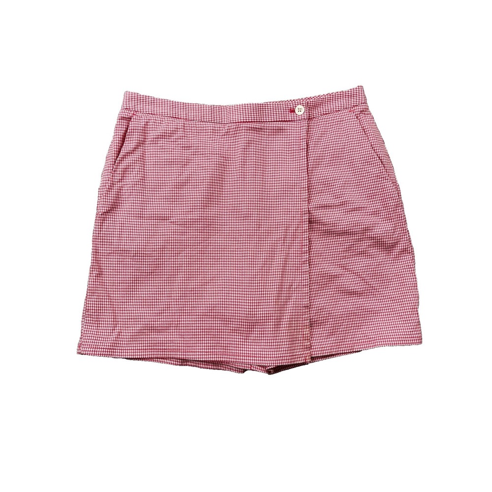 Brooks Brothers Country Club Red White Houndstooth Wrap Skort Shorts Size 12‎